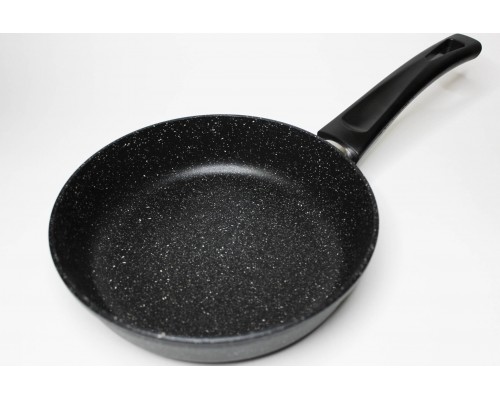 Сковорода литая из алюминия (черный гранит) Ø22. Ручка несъемная